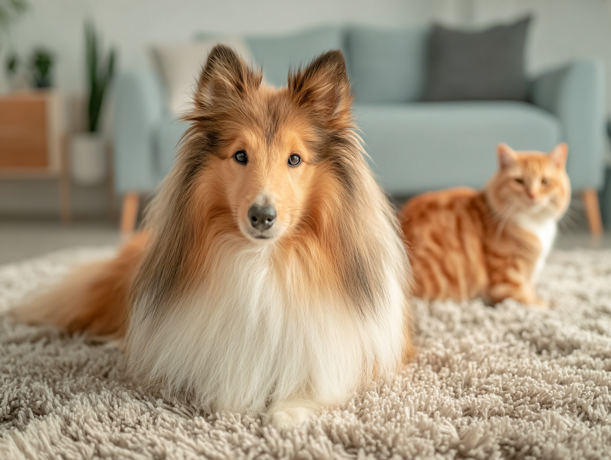 border collie and orange cat